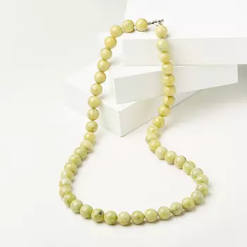 Бусы офиокальцит 10 мм 51 см (биж. сплав)