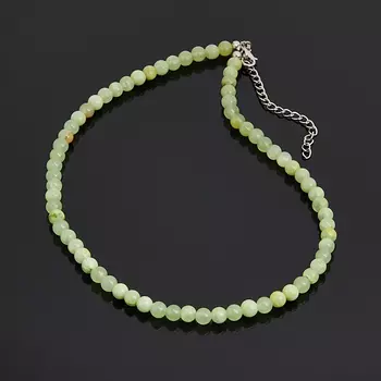 Бусы оникс мраморный зеленый (биж. сплав) 6 мм 42 см (+7 см)