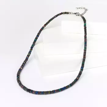 Бусы опал благородный синий (сталь хир.) 46 см (+7 см)