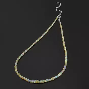 Бусы опал благородный желтый (биж. сплав, сталь хир.) огранка 45 см (+7 см)