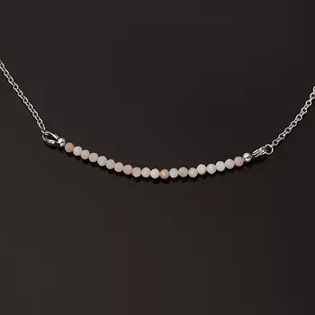 Бусы опал розовый (биж. сплав, сталь хир.) (колье) огранка 3 мм 50 см (+7 см)