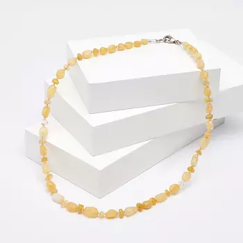 Бусы опал желтый 44 см (биж. сплав)