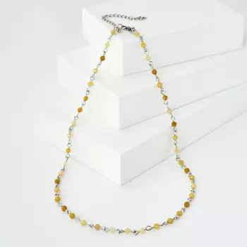 Бусы опал желтый (биж. сплав, сталь хир.) огранка 4 мм 42 см (+7 см)