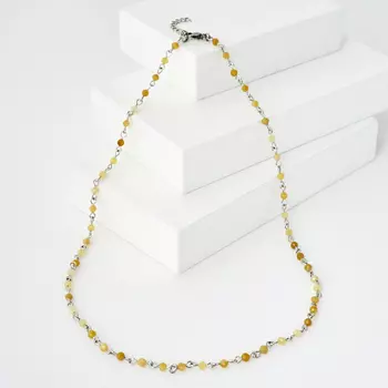 Бусы опал желтый (биж. сплав, сталь хир.) трансформер огранка 4 мм 52 см (+3 см)