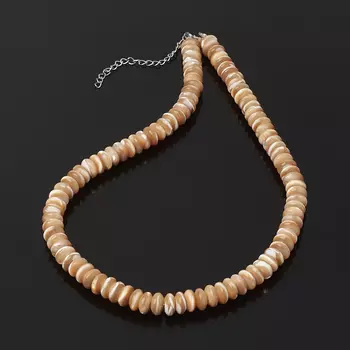 Бусы перламутр бежевый (биж. сплав) 10 мм 50 см (+7 см)