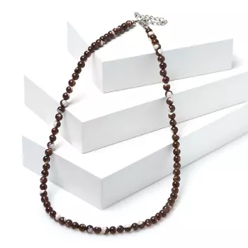 Бусы перламутр коричневый 5 мм 46 см (+7 см) (биж. сплав)