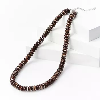 Бусы перламутр коричневый (биж. сплав) 10 мм 49 см (+7 см)