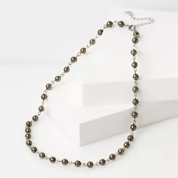 Бусы пирит (биж. сплав, сталь хир.) 6 мм 47 см (+7 см)