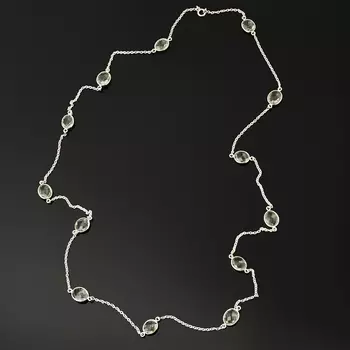 Бусы празиолит (серебро 925 пр.) (цепочка) длинные огранка 93 см