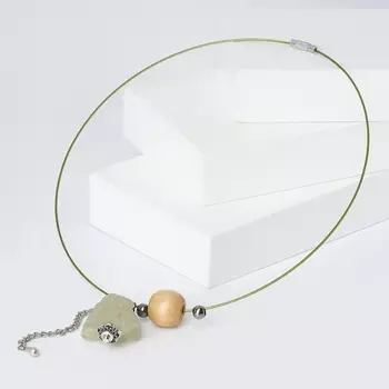 Бусы пренит (биж. сплав, дерево) (колье) 45 см