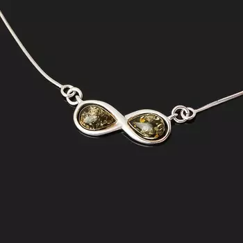 Бусы янтарь пресс (серебро 925 пр. родир. бел.) (колье) 46 см (+3 см)