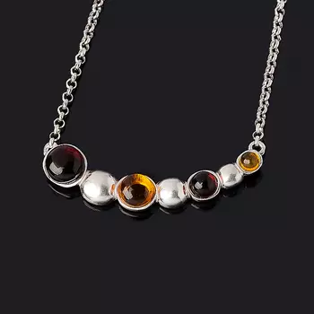 Бусы янтарь (серебро 925 пр. родир. бел.) (колье) 47 см (+4 см)