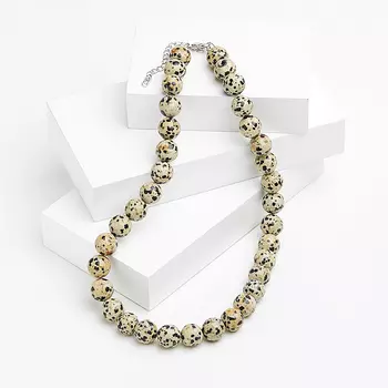 Бусы яшма далматиновая (биж. сплав) 10 мм 46 см (+7 см)