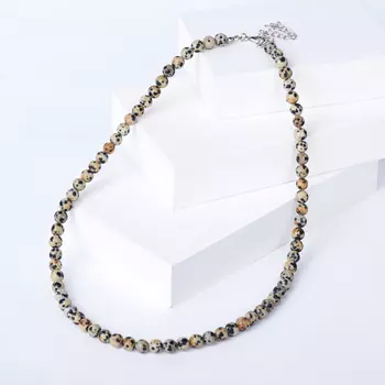 Бусы яшма далматиновая (биж. сплав) 6 мм 46 см (+7 см)