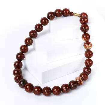 Бусы яшма красная 16 мм 51 см (биж. сплав)