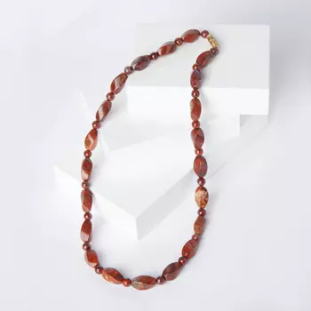 Бусы яшма красная 6 мм 49 см (биж. сплав)