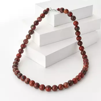 Бусы яшма красная (биж. сплав) 10 мм 50 см