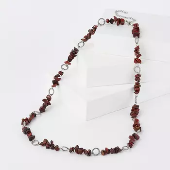 Бусы яшма красная (биж. сплав) 55 см (+7 см)