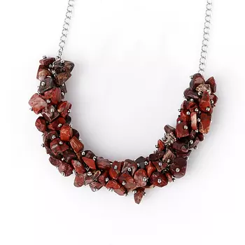 Бусы яшма красная (биж. сплав) (колье) 44 см (+7 см)