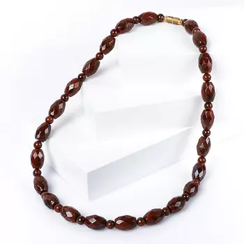 Бусы яшма красная огранка 49 см (биж. сплав)