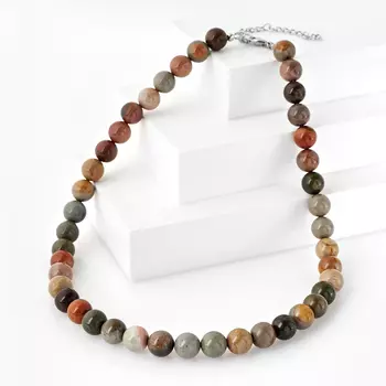 Бусы яшма пестроцветная (биж. сплав) 10 мм 47 см (+7 см)