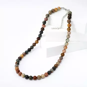 Бусы яшма пестроцветная (биж. сплав) 8 мм 49 см (+7 см)