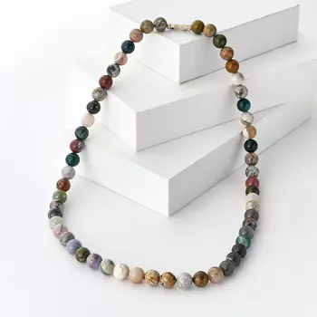 Бусы яшма пестроцветная (биж. сплав) 8 мм 46 см