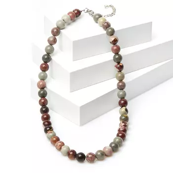 Бусы яшма пестроцветная (сталь хир.) 10 мм 46 см (+7 см)