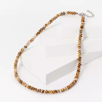 Бусы яшма рисунчатая (биж. сплав) 6 мм 48 см (+7 см)