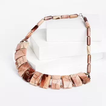 Бусы яшма уральская (биж. сплав) (колье) 44 см