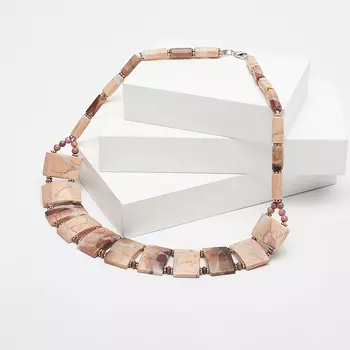 Бусы яшма уральская (колье) 6 мм 45 см (биж. сплав)