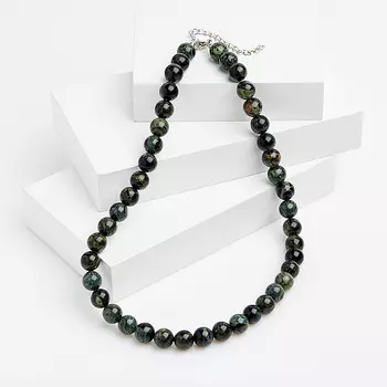 Бусы яшма зеленая 10 мм 45 см (+7 см) (биж. сплав)