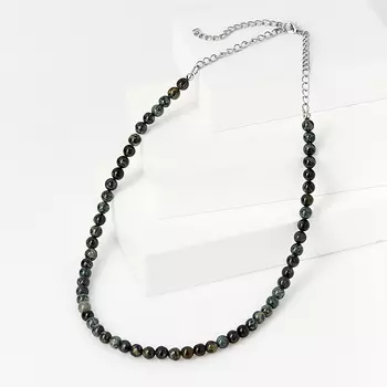 Бусы яшма зеленая (биж. сплав) 6 мм 48 см (+7 см)