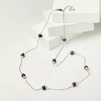 Бусы яшма зеленая (цепочка) длинные 8 мм 73 см (+7 см) (сталь хир., биж. сплав)