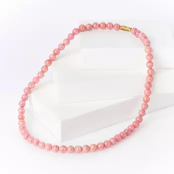 Бусы родохрозит 8 мм 47 см (биж. сплав)