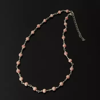 Бусы родохрозит (биж. сплав, сталь хир.) 6 мм 46 см (+7 см)