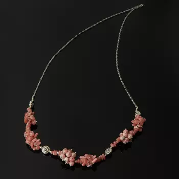 Бусы родохрозит (биж. сплав, сталь хир.) (колье) длинные 70 см