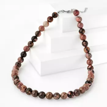 Бусы родонит (биж. сплав) 10 мм 47 см (+7 см)