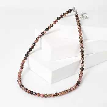 Бусы родонит 6 мм 46 см (+7 см) (биж. сплав)