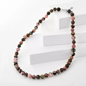 Бусы родонит (биж. сплав) 8 мм 47 см (+4 см)