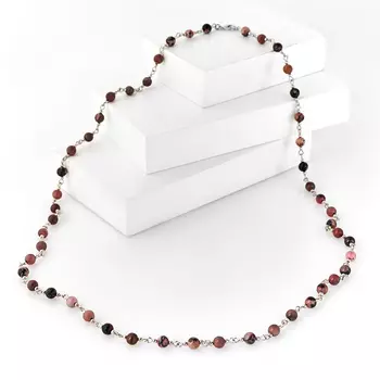 Бусы родонит (биж. сплав) длинные 6 мм 80 см