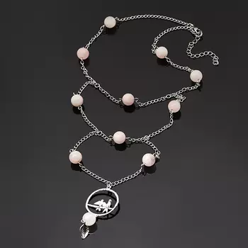 Бусы розовый кварц 10 мм 44 см (+7 см) (сталь хир., биж. сплав)