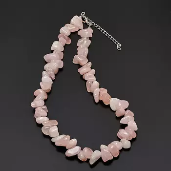 Бусы розовый кварц 45 см (+7 см) (биж. сплав)