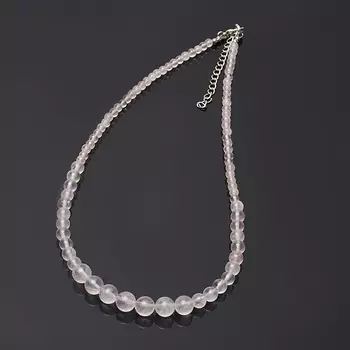 Бусы розовый кварц 47 см (+7 см) (биж. сплав)