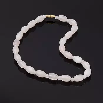 Бусы розовый кварц 8 мм 49 см (биж. сплав)