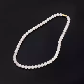 Бусы розовый кварц 8 мм 49 см (биж. сплав)