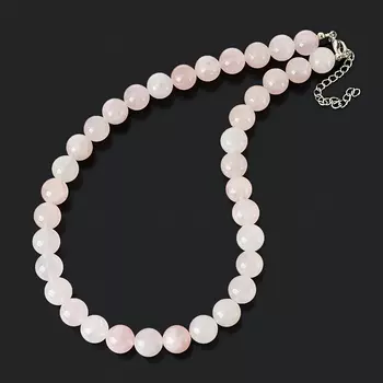 Бусы розовый кварц (биж. сплав) 12 мм 47 см (+7 см)