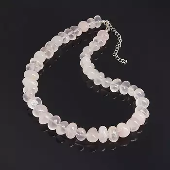 Бусы розовый кварц (биж. сплав) 45 см (+7 см)