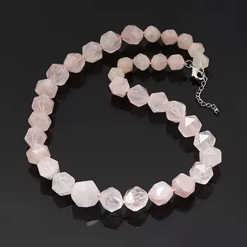 Бусы розовый кварц (биж. сплав) 56 см (+4 см)