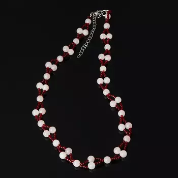 Бусы розовый кварц (биж. сплав) 6 мм 44 см (+7 см)